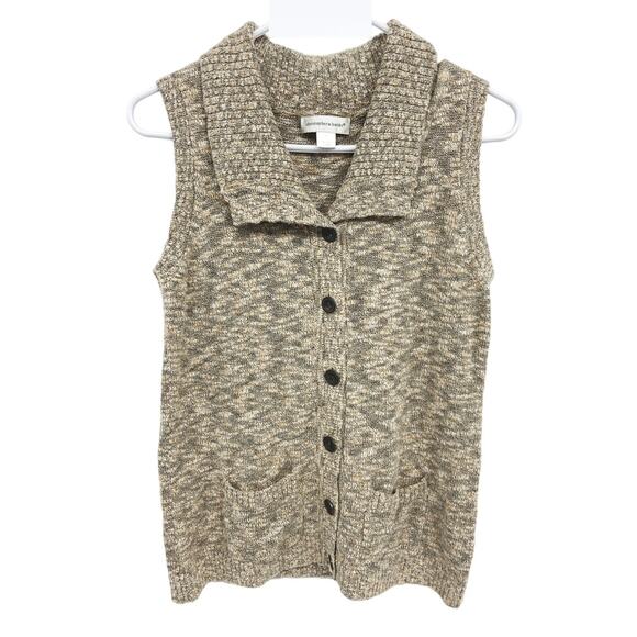 Christopher & Banks Womens Beige Button Front Sleeveless Cardigan Sweater Sz S - Picture 1 of 7